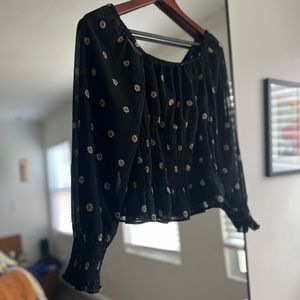 Madewell | Black floral blouse | S
